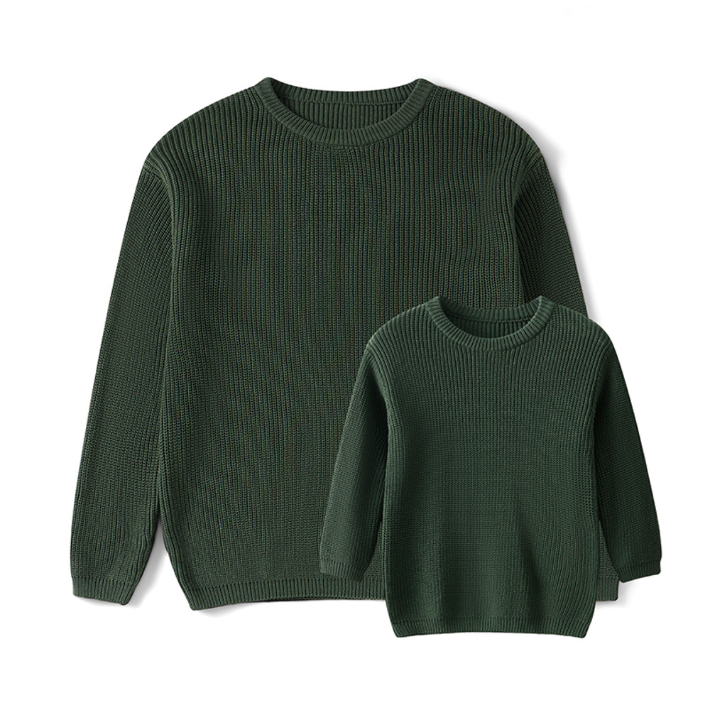Sweaters, Chunky Knit Ribbed Tops, Solid Color Long Sleeve Round Neck, Autumn Winter Fashion