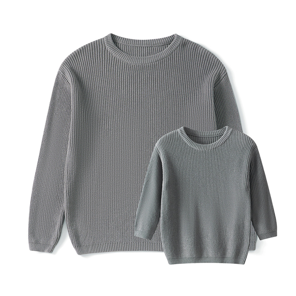 Sweaters, Chunky Knit Ribbed Tops, Solid Color Long Sleeve Round Neck, Autumn Winter Fashion