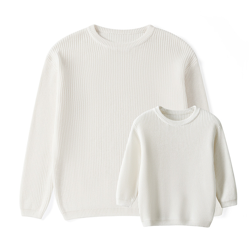 Sweaters, Chunky Knit Ribbed Tops, Solid Color Long Sleeve Round Neck, Autumn Winter Fashion