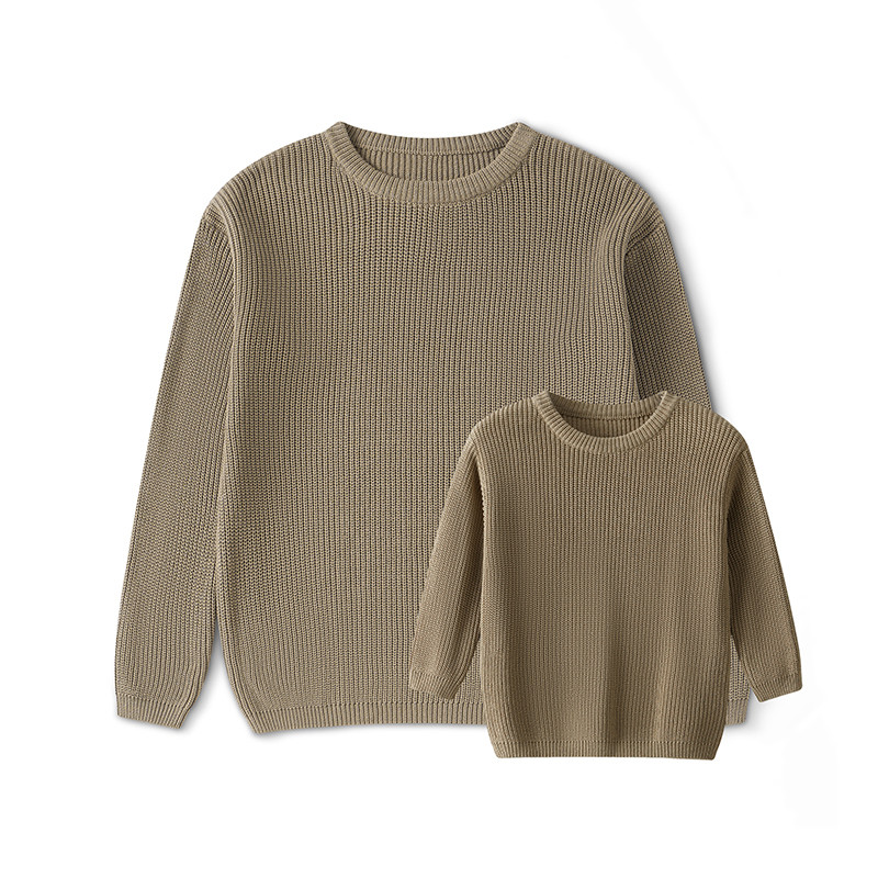 Sweaters, Chunky Knit Ribbed Tops, Solid Color Long Sleeve Round Neck, Autumn Winter Fashion
