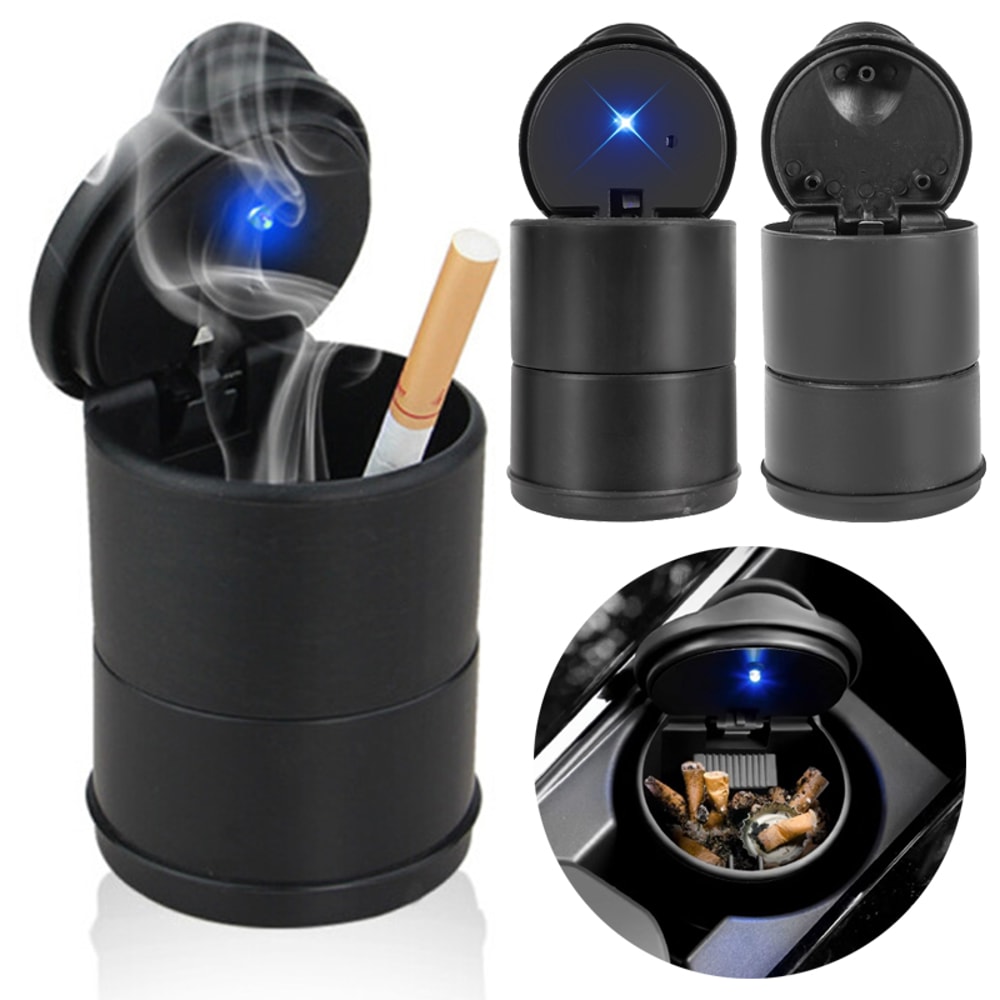 Portable Car LED Ashtray, Auto Interior Accessories, Cigarette Ashtray Holder, Spill Proof Garbage Storage Cup