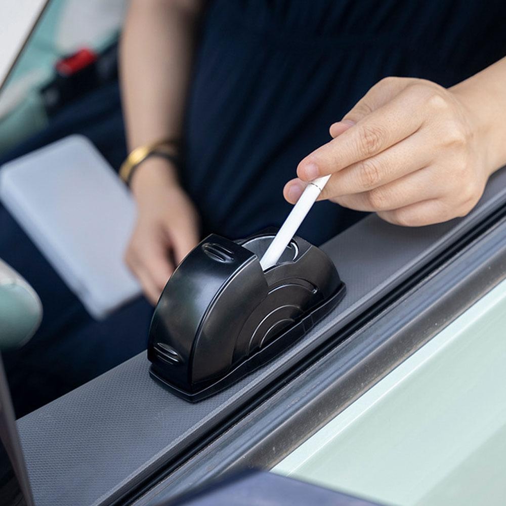 Portable Car Ashtray, Smokeless Door Mounted Ash Tray with Lid, Auto Trash Bin and Cigarette Holder
