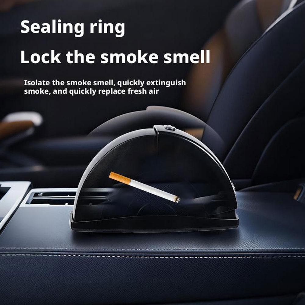 Portable Car Ashtray, Smokeless Door Mounted Ash Tray with Lid, Auto Trash Bin and Cigarette Holder