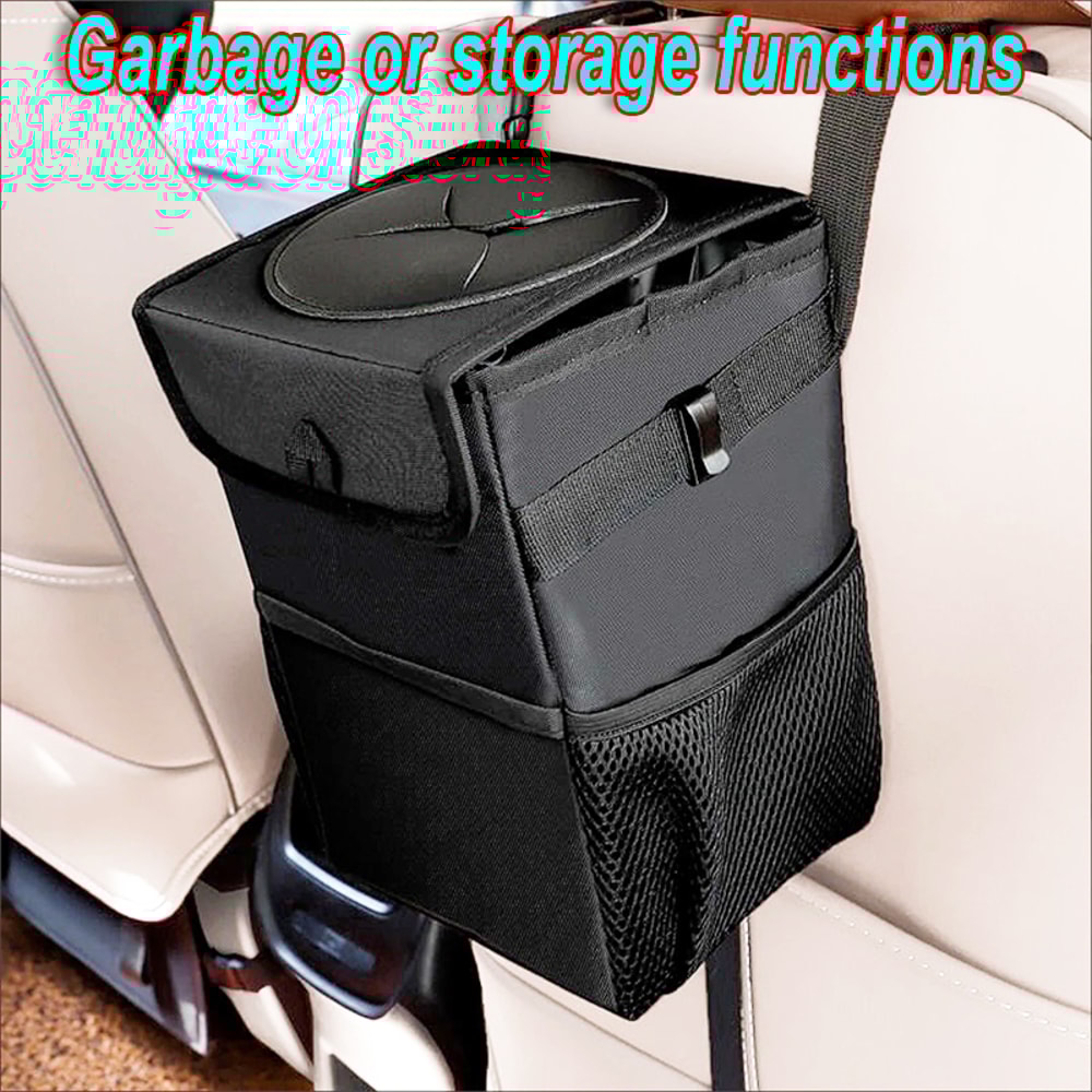 Portable Car Trash Can, Waterproof and Foldable Storage Box, Multifunctional Hanging Auto Organizer