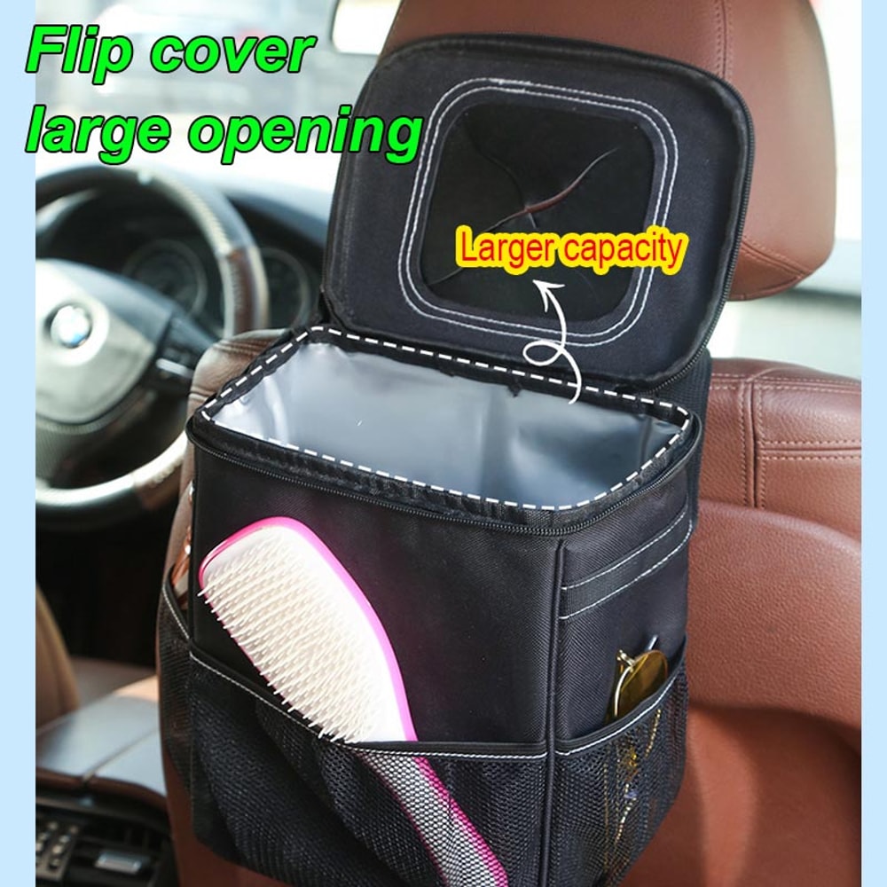 Portable Car Trash Can, Waterproof and Foldable Storage Box, Multifunctional Hanging Auto Organizer