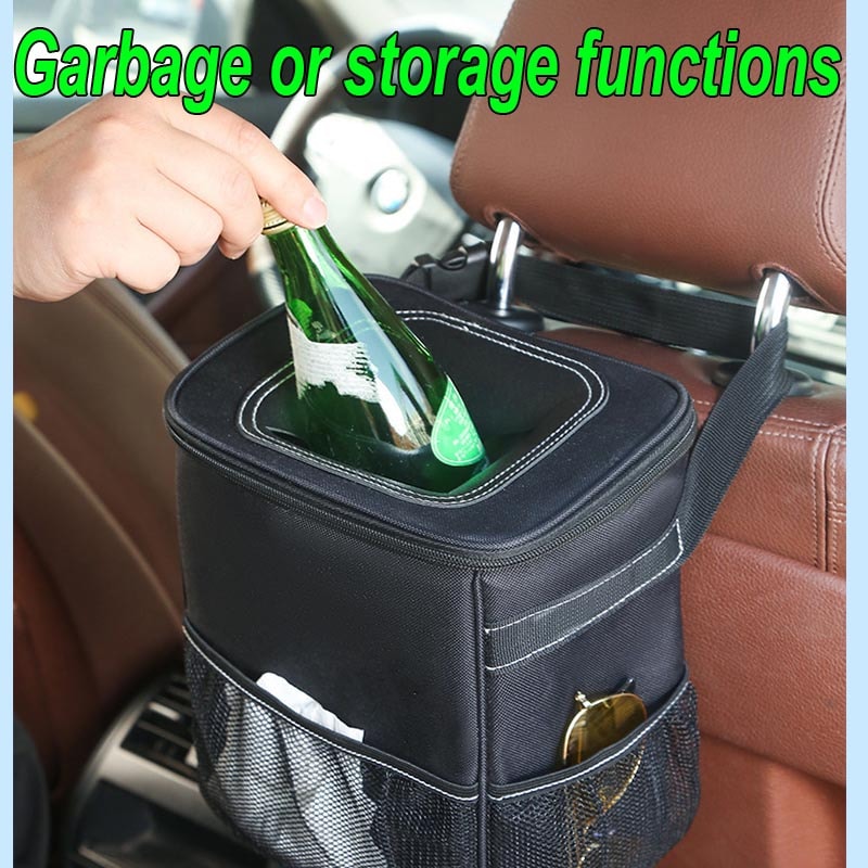 Portable Car Trash Can, Waterproof and Foldable Storage Box, Multifunctional Hanging Auto Organizer