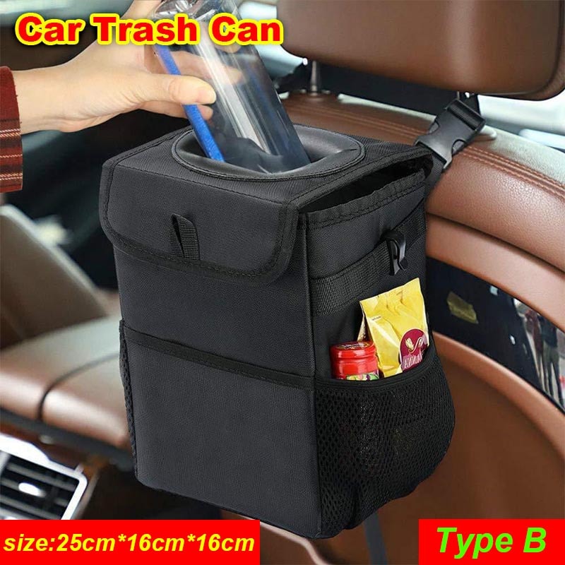 Portable Car Trash Can, Waterproof and Foldable Storage Box, Multifunctional Hanging Auto Organizer