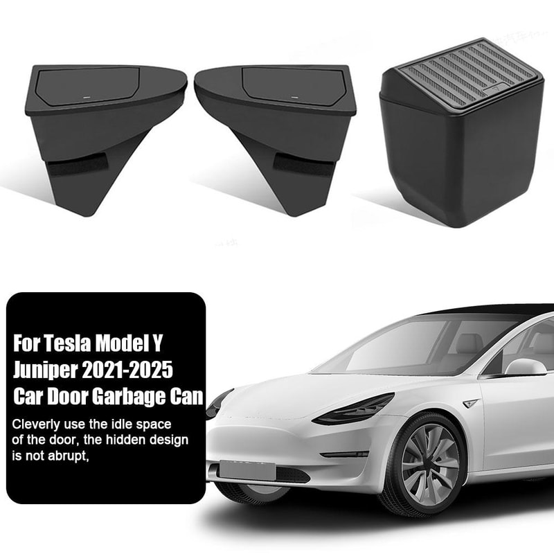 Tesla Model Y Juniper Front Door Storage Trash Can, Multi Functional Car Door Storage Box, Car Accessories Organizer