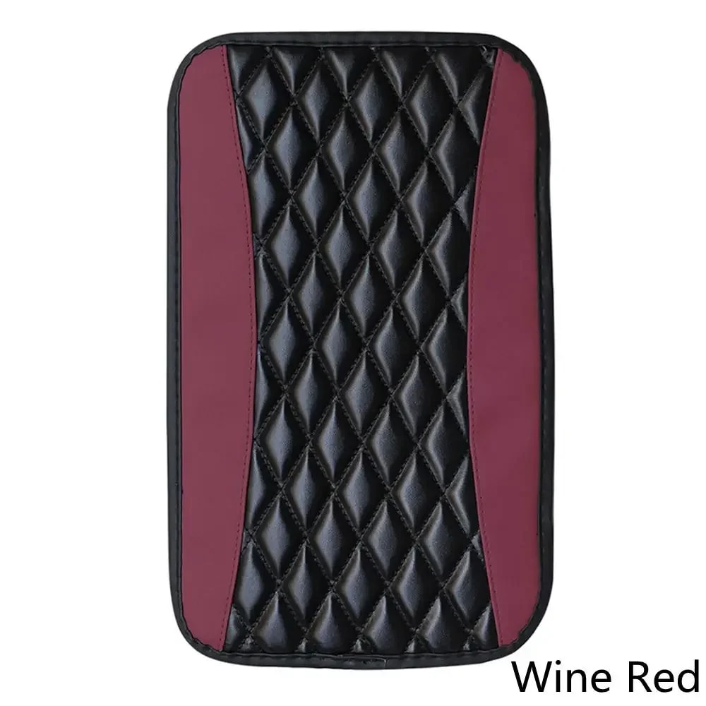 Universal Car Armrest Cover, 1pc Console Box Pad, Black and Red Interior Accessories