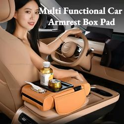 car center console organizer, armrest storage box with cup holder and heightening cushion