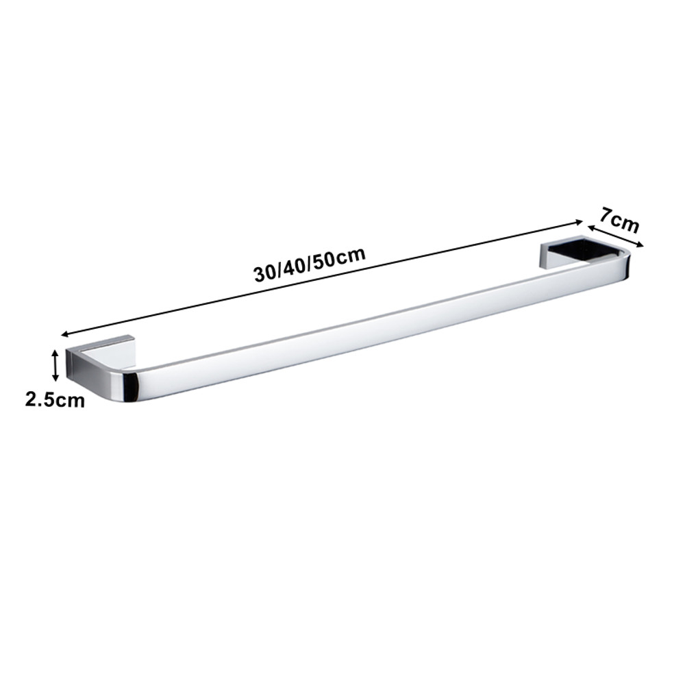 Luxury Brass Towel Holder, Wall Mount Single Rack, Chrome Bathroom Accessories