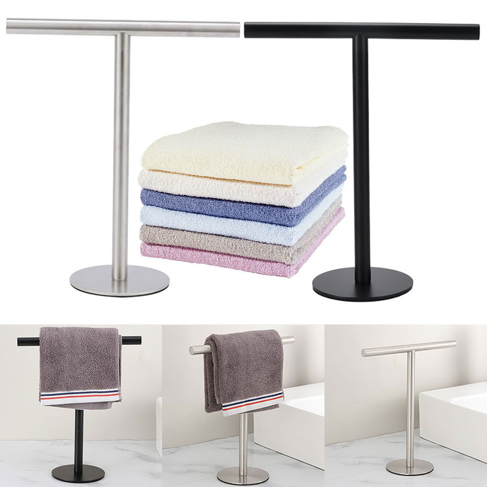 Free Standing Towel Bar Stainless Steel Hand Towel Holder Heavy Base For Bathroom Vanity Countertop 2