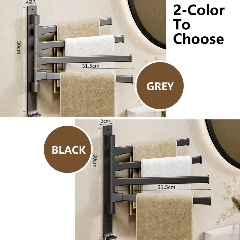 Space Saving Rotatable Towel Rack Wall Mounted Aluminum Towel Holder For Kitchen And Bathroom 4