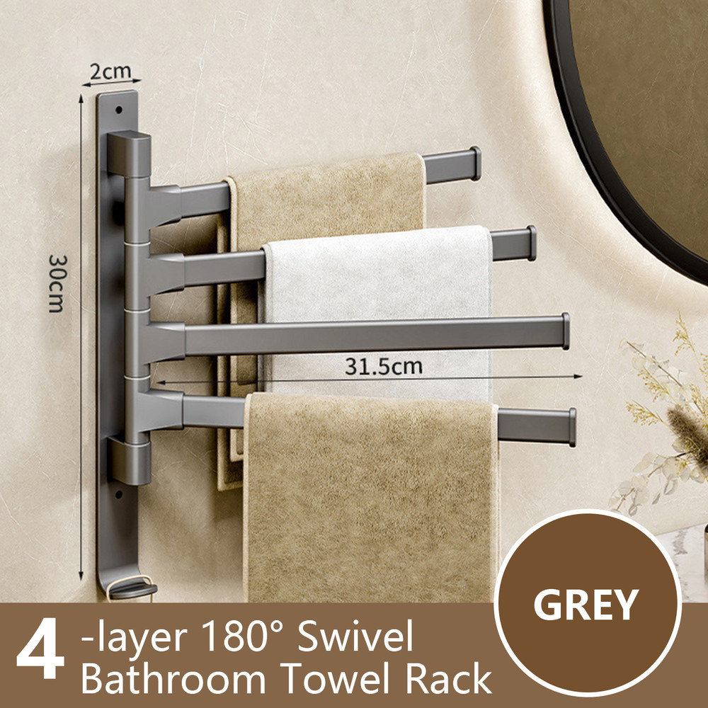 Space Saving Rotatable Towel Rack Wall Mounted Aluminum Towel Holder For Kitchen And Bathroom 6