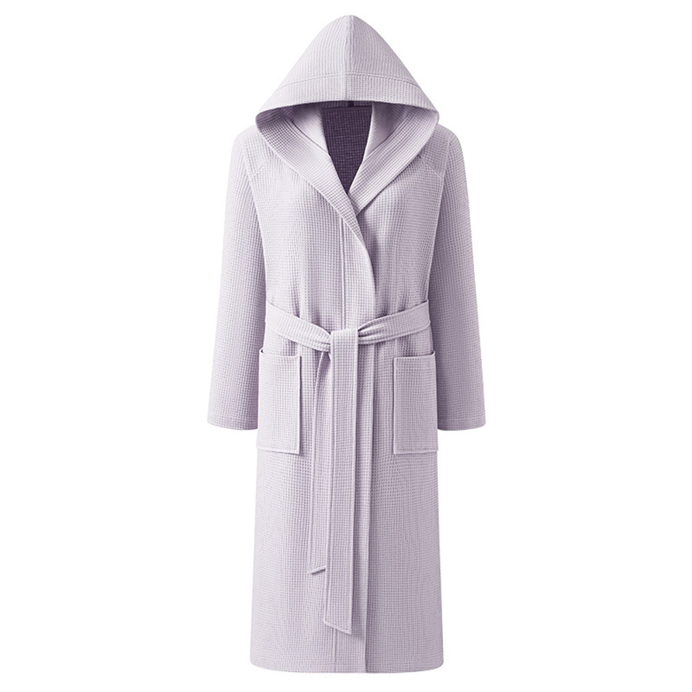 Cotton Waffle Kimono Robe, Long Sleeve Hooded Bathrobe, Couples Sleepwear and Home Loungewear for Spring and Autumn