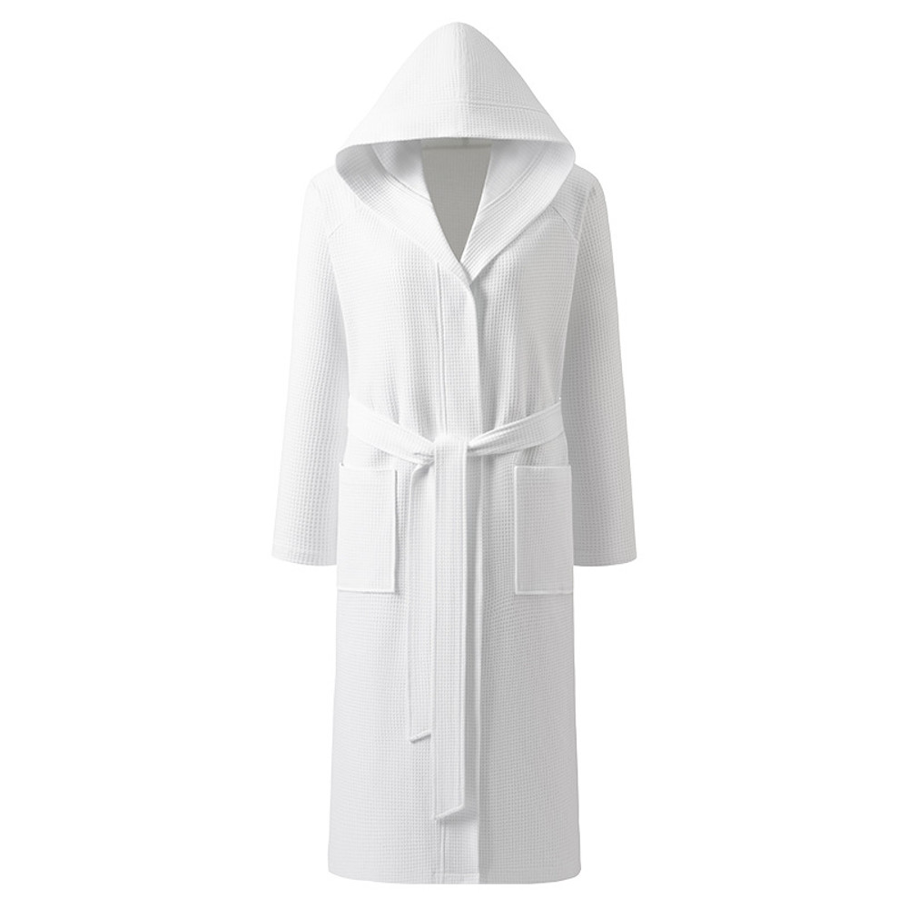 Cotton Waffle Kimono Robe, Long Sleeve Hooded Bathrobe, Couples Sleepwear and Home Loungewear for Spring and Autumn