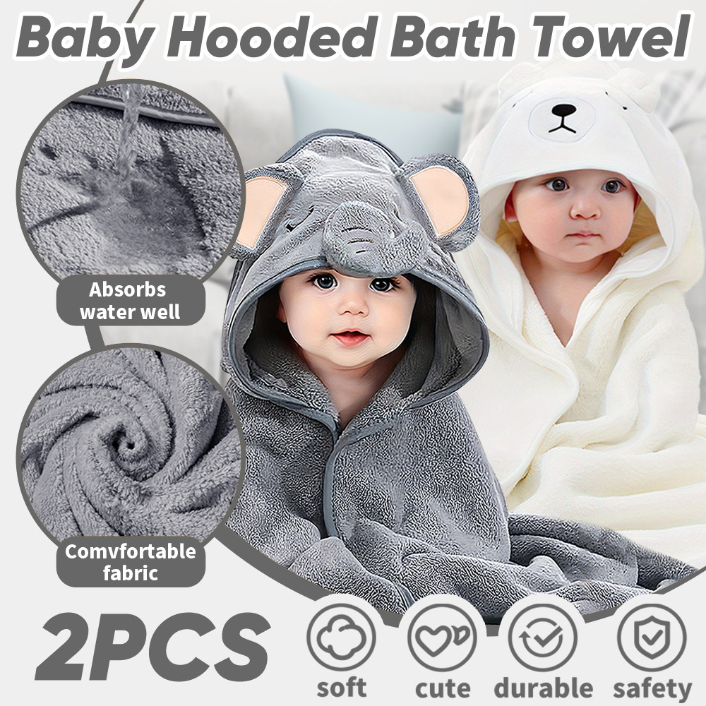 Soft Baby Towel with Hood, 2PCS Set for Newborns, Toddlers, and Kids, Hooded Baby Towels