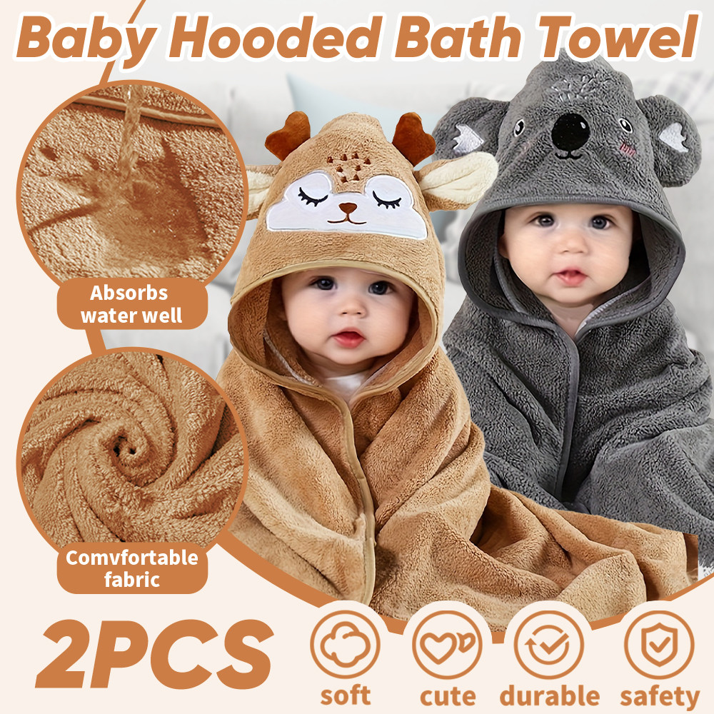 Soft Baby Towel with Hood, 2PCS Set for Newborns, Toddlers, and Kids, Hooded Baby Towels