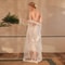 Satin Suspender Nightdress Lace Trimmed Mesh Loungewear Elegant Nightgown 1