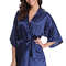 Luxury Silk Kimono Robe, Women's Satin Bathrobe, Navy Blue Bridesmaid Robe, Sexy Dressing Gown