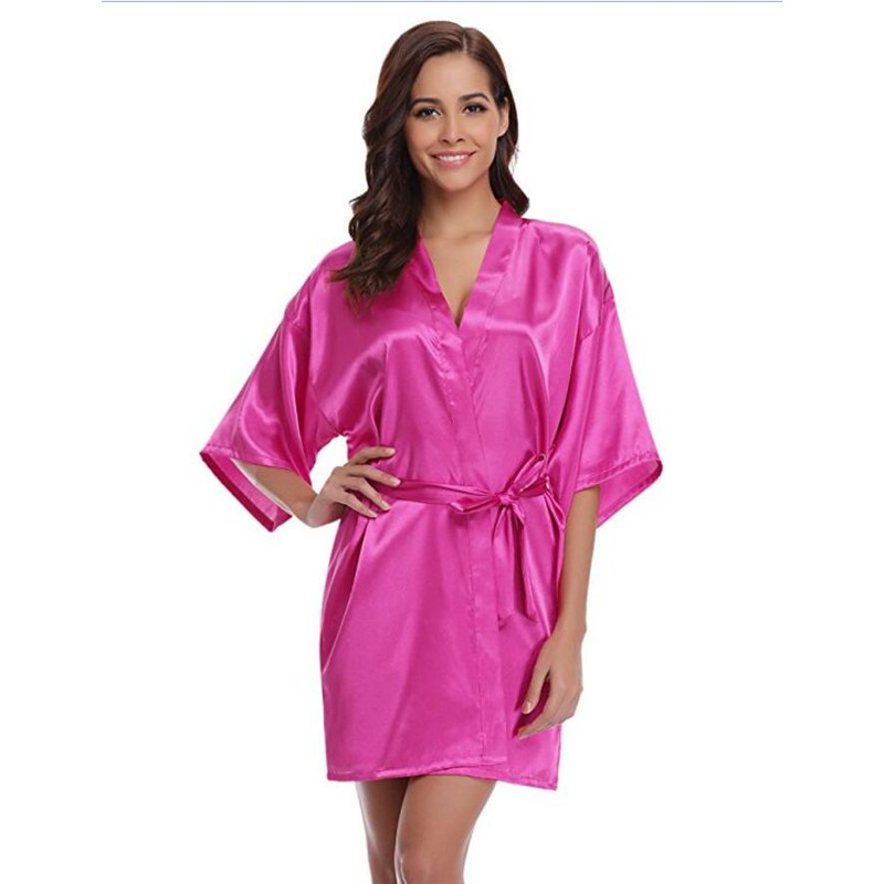 Luxury Silk Kimono Robe, Women's Satin Bathrobe, Navy Blue Bridesmaid Robe, Sexy Dressing Gown