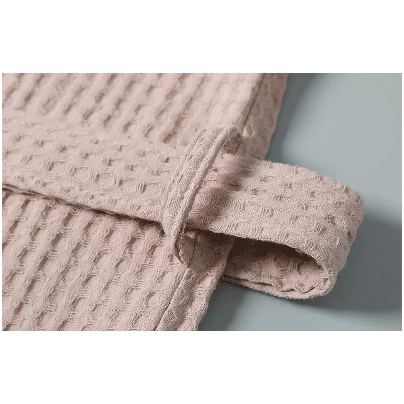 Lightweight Waffle Bathrobe, Cotton Terry Robe for Women and Men, Spring Summer Spa Robe, Long Sleeve Hotel Style Bath