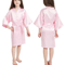 Girls Satin Kimono Robe, Pink Bathrobes for Girls Nightwear, Kids Sleepwear for Summer, Wedding and Spa Party Dress