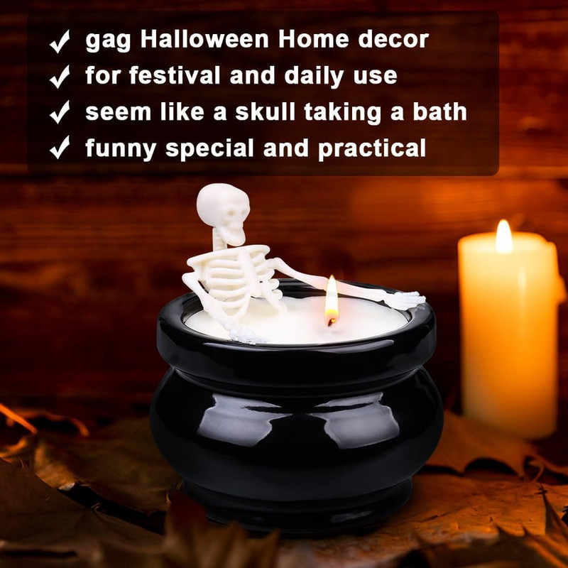 Skeleton Candle, Gothic Halloween Decor, Vintage Farmhouse Table Scents, Fall Home Decorations