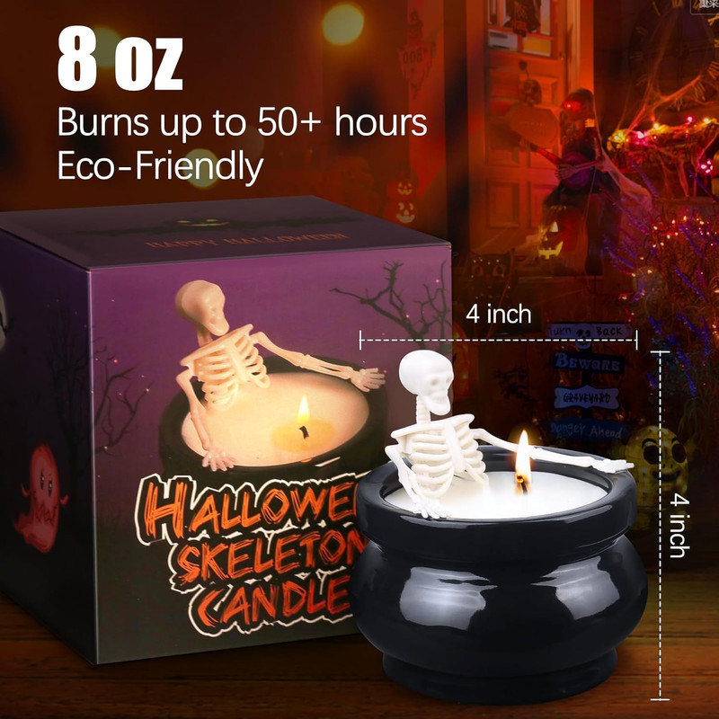 Skeleton Candle, Gothic Halloween Decor, Vintage Farmhouse Table Scents, Fall Home Decorations