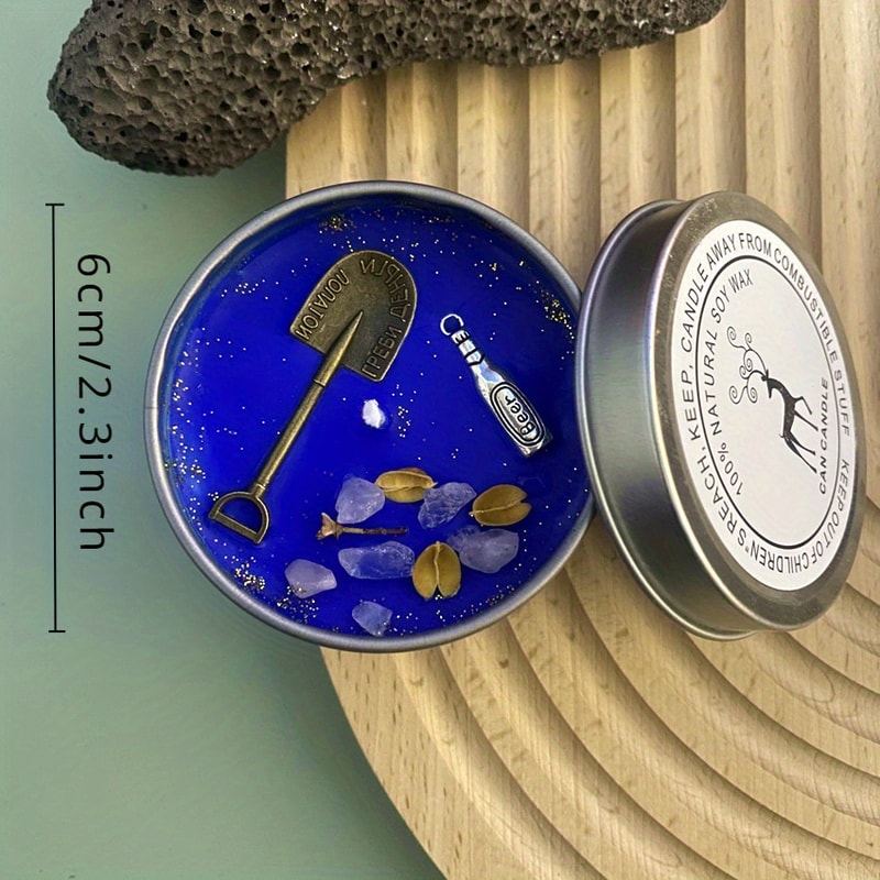 Handmade Aromatherapy Candles, with Crystal Dried Flowers, in an Antique Copper Silver Tin Can