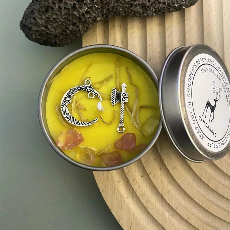 Handmade Aromatherapy Candles, with Crystal Dried Flowers, in an Antique Copper Silver Tin Can