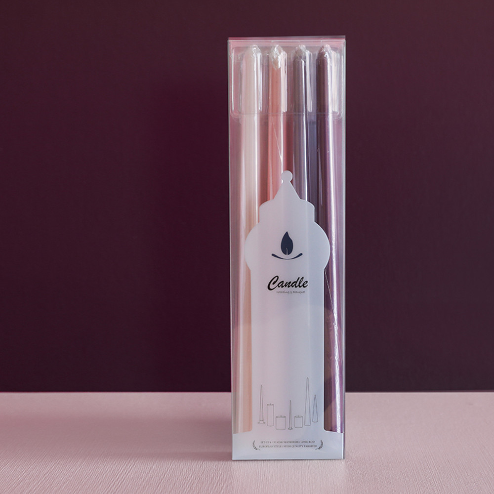 Long Burning Taper Candles, 4 Pack, Dripless Smokeless Unscented, for Home Interior and Valentine's Decor