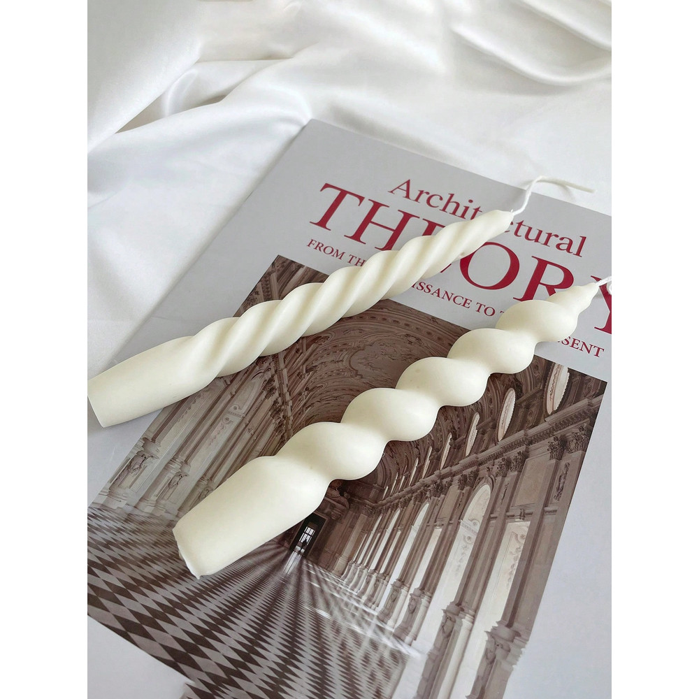 Twisted Swirl Taper Candles, Long Decorated Candles, Unscented Pastel Soy Wax, for Wedding, Birthday, Home Decoration