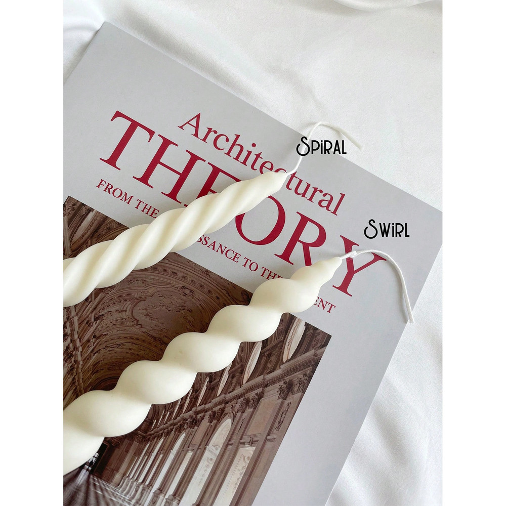 Twisted Swirl Taper Candles, Long Decorated Candles, Unscented Pastel Soy Wax, for Wedding, Birthday, Home Decoration