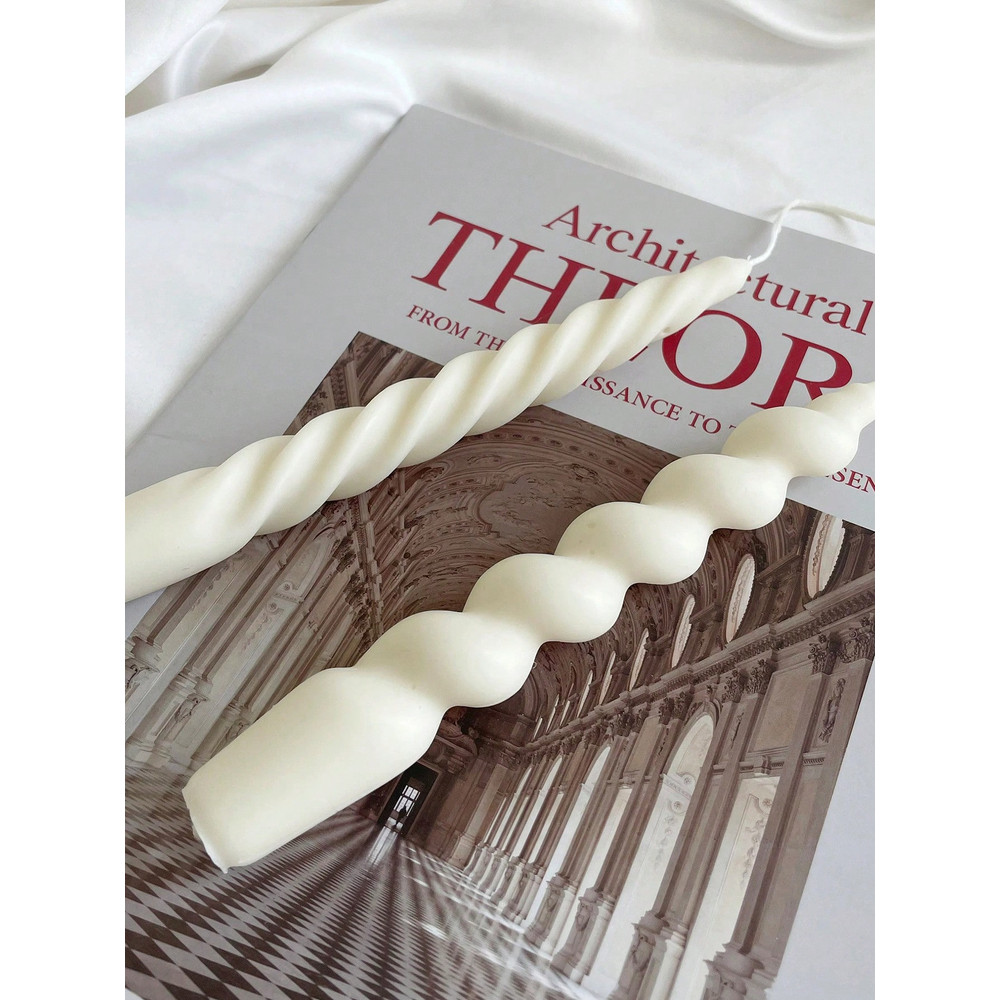 Twisted Swirl Taper Candles, Long Decorated Candles, Unscented Pastel Soy Wax, for Wedding, Birthday, Home Decoration