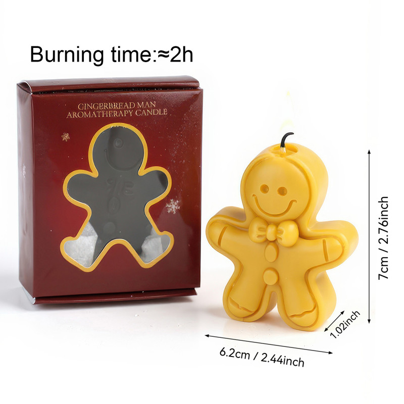 Christmas Gingerbread Man Candle, A Festive Scented Candle for Home Decor, Aromatherapy Holiday Gift, Cute Table Decor