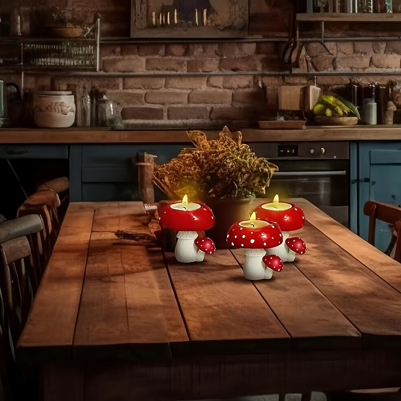 Simulation Mushroom Candle Holder Small Home Decoration Rustic Craft Ornament For Tea Lights 5