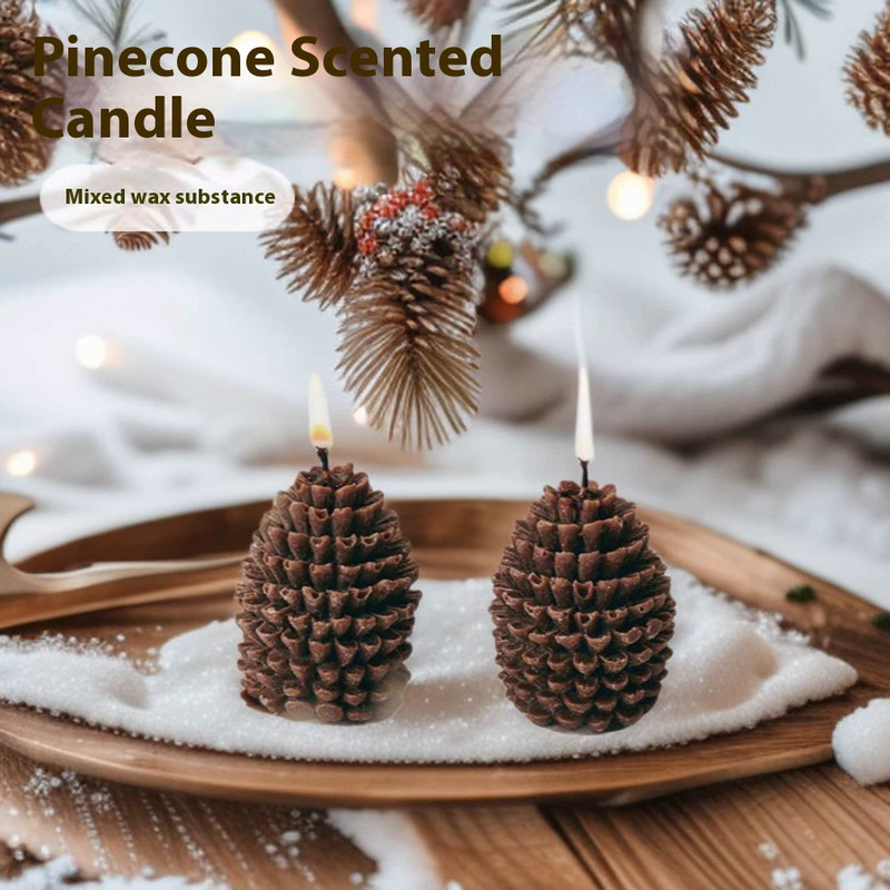 Christmas Pinecone Candle Festive Home Decor Creative Photography Prop Fragrance Ornament 0
