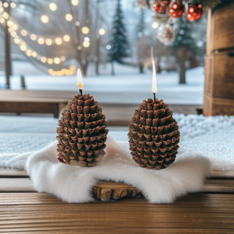 Christmas Pinecone Candle Festive Home Decor Creative Photography Prop Fragrance Ornament 1