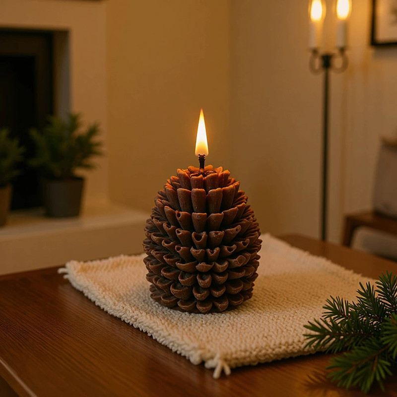 Christmas Pinecone Candle Festive Home Decor Creative Photography Prop Fragrance Ornament 3