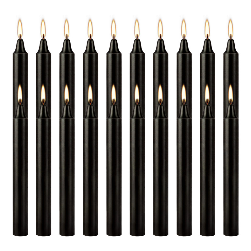 Hand Pulled, Drip Free Dinner Candles, Black Pole Wax, Smoke Free and Fragrance Free, for Wedding, Church, Home Decor