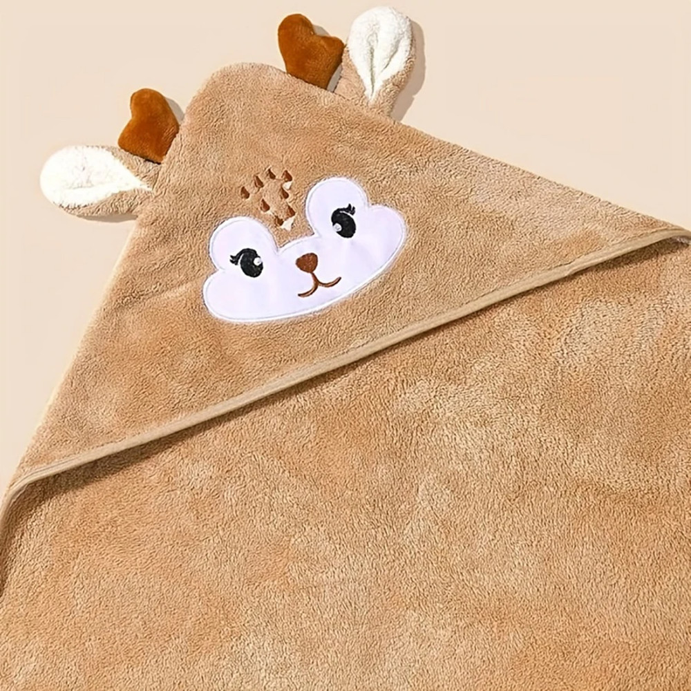 Cartoon Baby Bath Towel, Hooded Baby Bathrobe for Newborns, Swaddling Blanket for Boys and Girls, Soft Polyester Fiber