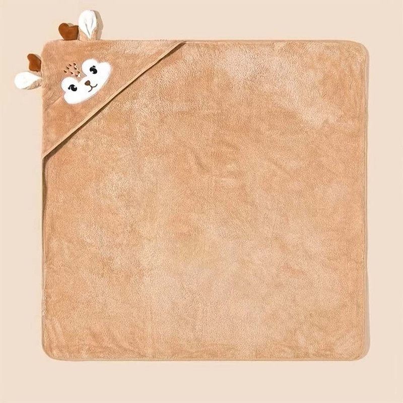 Cartoon Baby Bath Towel, Hooded Baby Bathrobe for Newborns, Swaddling Blanket for Boys and Girls, Soft Polyester Fiber