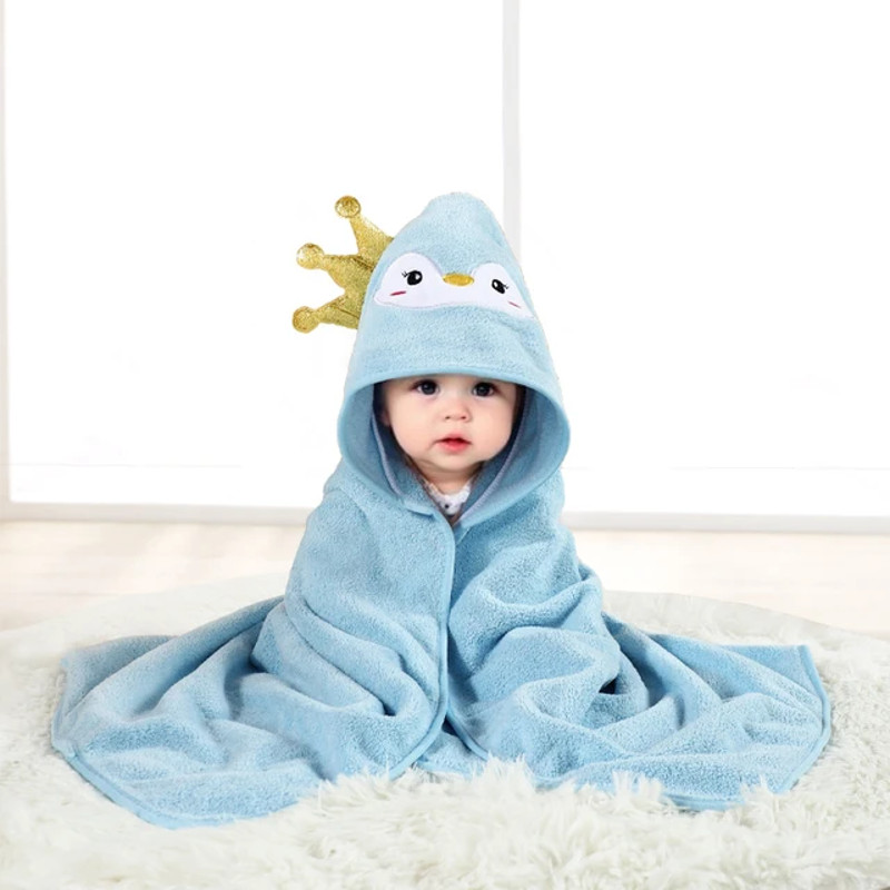 Cartoon Baby Bath Towel, Hooded Baby Bathrobe for Newborns, Swaddling Blanket for Boys and Girls, Soft Polyester Fiber