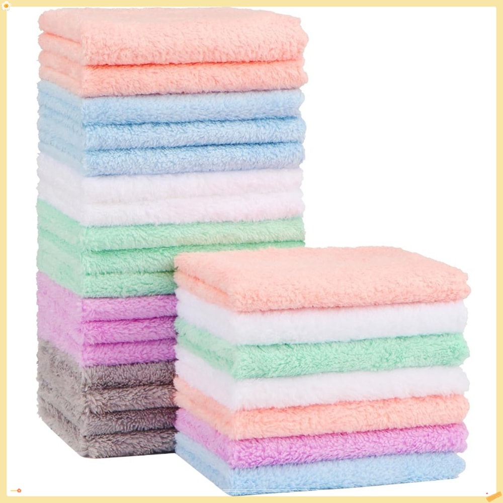 Super Soft Baby Washcloths, Microfiber Coral Fleece Towels, Highly Absorbent Wash Cloths for Newborns