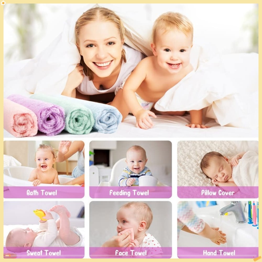 Super Soft Baby Washcloths, Microfiber Coral Fleece Towels, Highly Absorbent Wash Cloths for Newborns