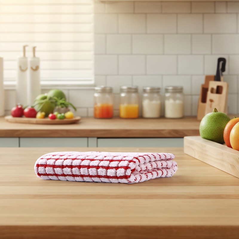 Quick Drying Absorbent Hand Towels Cotton Yarn Kitchen Dishcloths Set Checkered Decorative Towels F 1