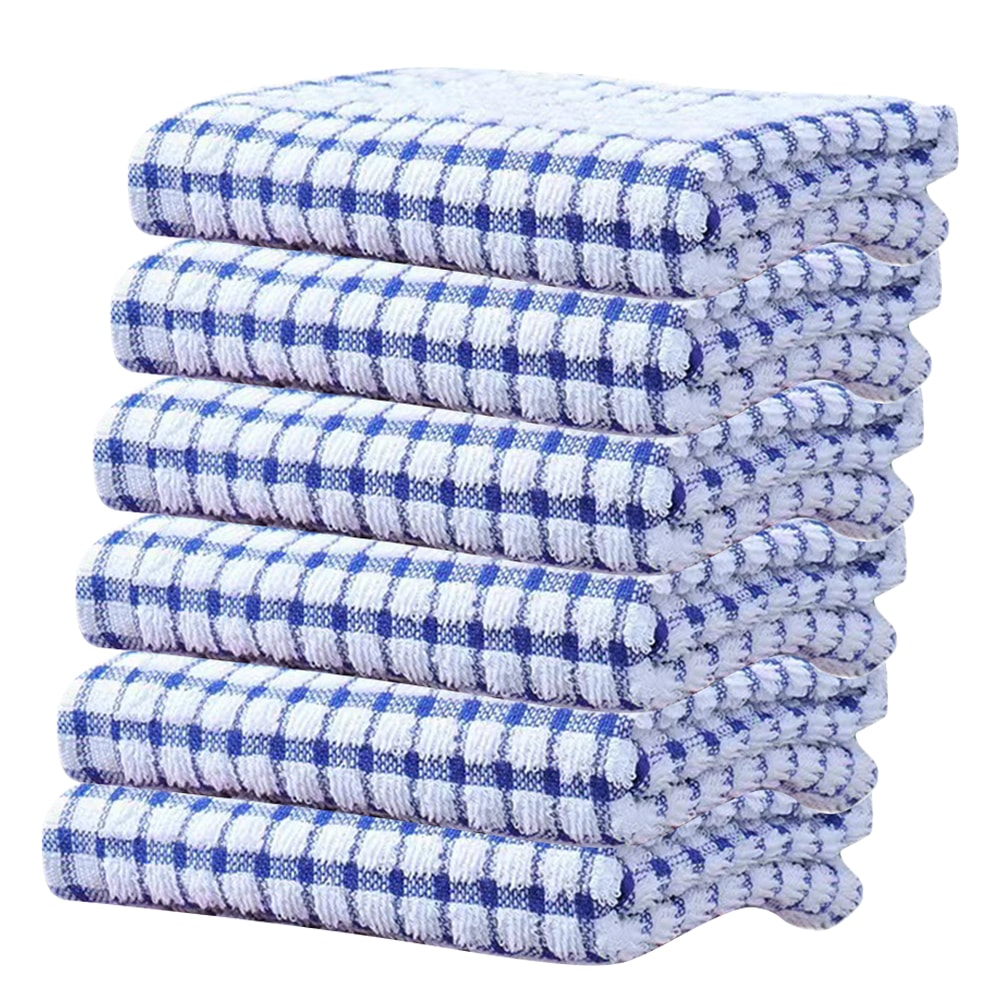 Quick Drying Absorbent Hand Towels Cotton Yarn Kitchen Dishcloths Set Checkered Decorative Towels F 5