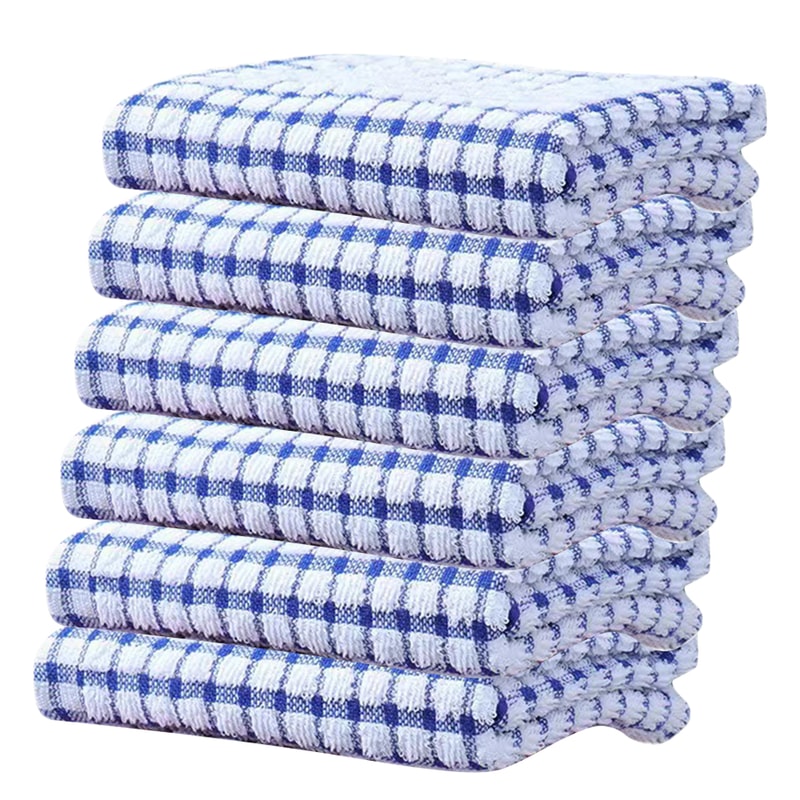 Quick Drying Absorbent Hand Towels Cotton Yarn Kitchen Dishcloths Set Checkered Decorative Towels F 5