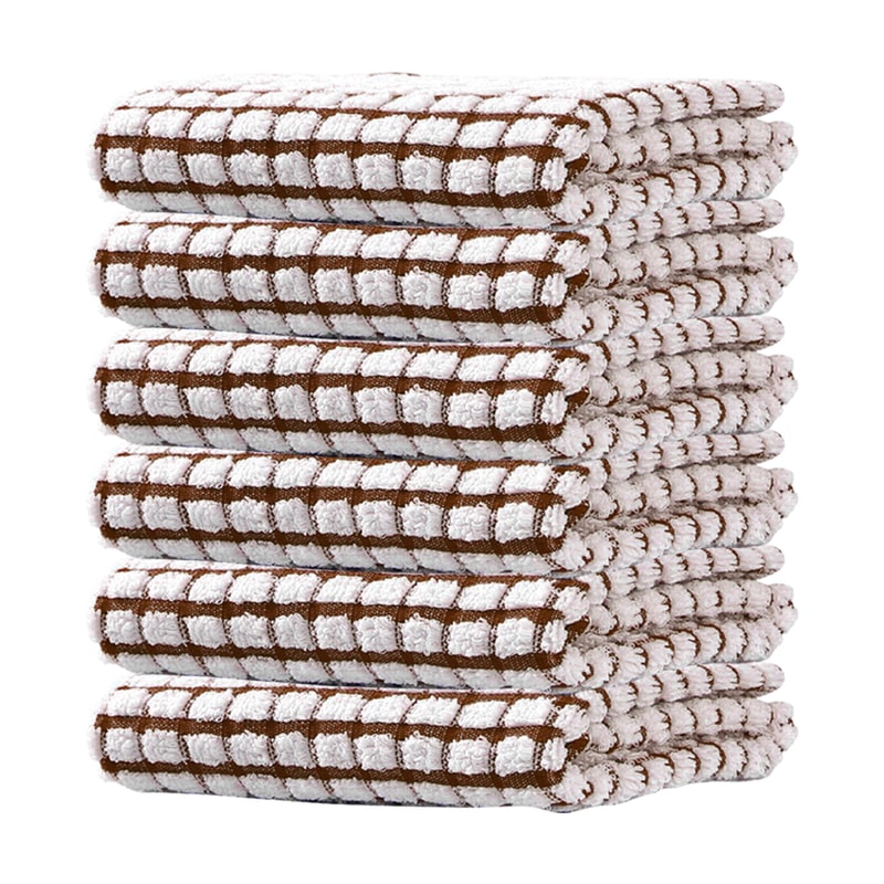 Quick Drying Absorbent Hand Towels Cotton Yarn Kitchen Dishcloths Set Checkered Decorative Towels F 6